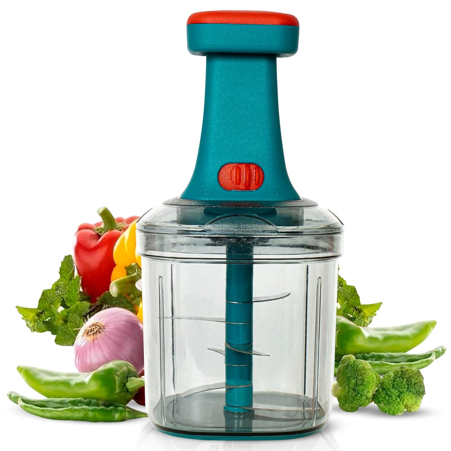 Vegetable Chopper Manual Push Chopper for Kitchen, Hand Press Food Chopper for Onion, Tomato, Garlic, Fruits & Vegetables